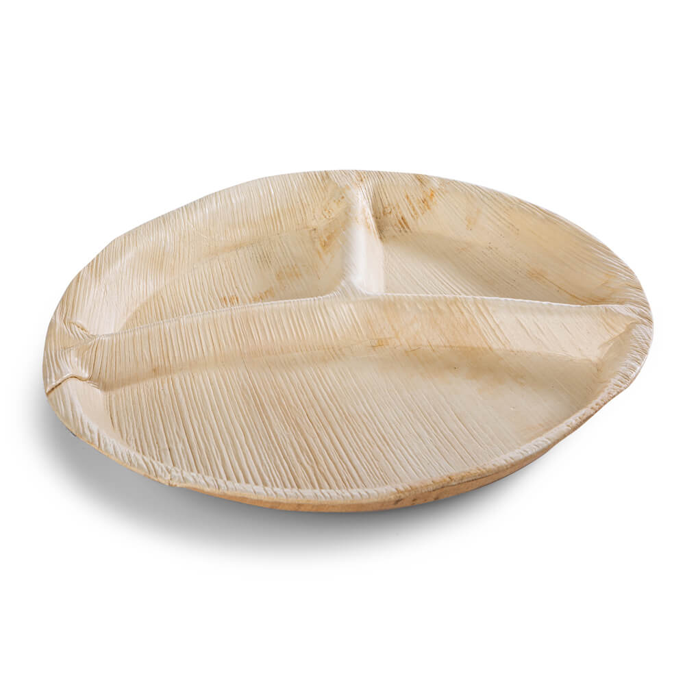 Areca Round 10 inch 3 partition Plate Pack of 20