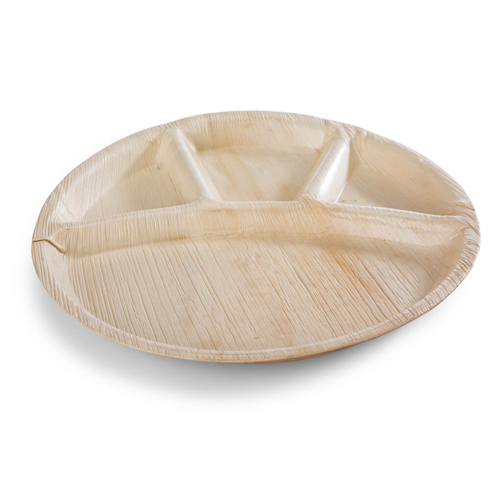 Areca Round 12 inch 4 partition Plate Pack of 20