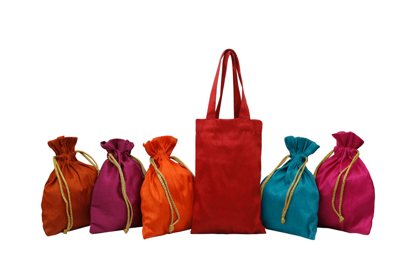 Handcrafted Colorful Potlis  SET OF 5+ Gift Tote 01