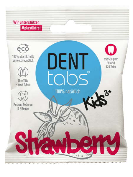 Denttabs Kids Toothpaste Tablets-Strawberry flavor with fluoride -125 pieces