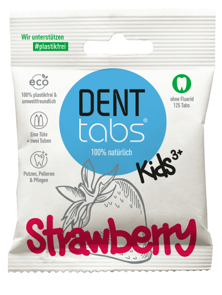 Denttabs Kids Toothpaste Tablets-Strawberry flavor without fluoride -125 pieces