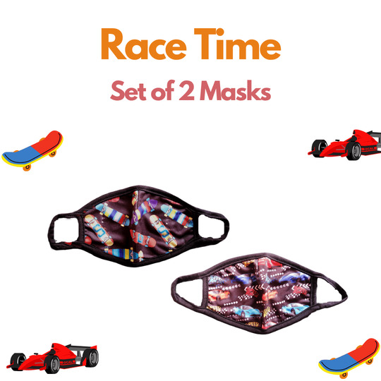 Race Time- Set of 2 Kids Mask