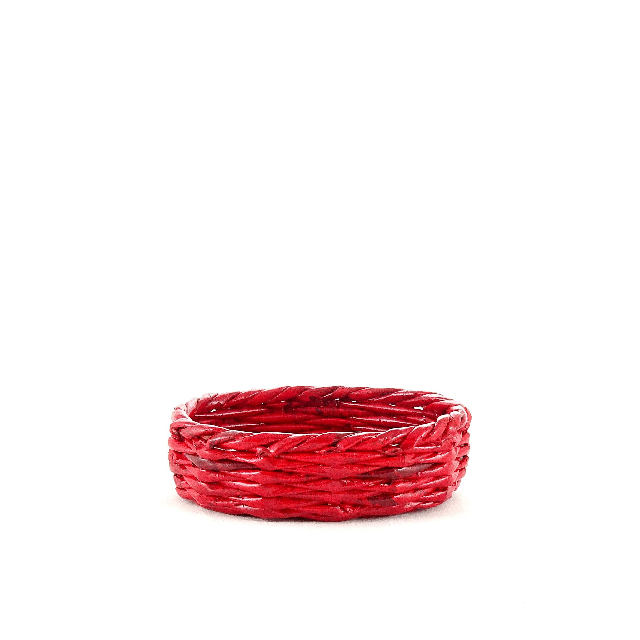 Handcrafted Oval Basket - Small (Red)