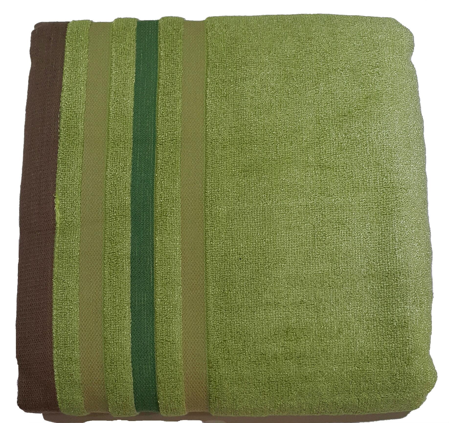 Bamboo Fiber Bath Towel - Green Stripes 70 X140 cms