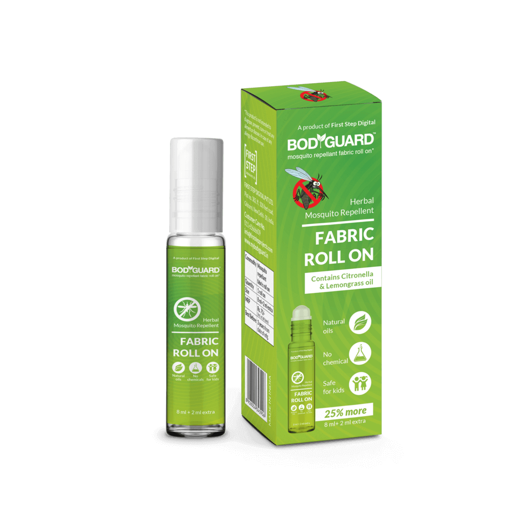 BodyGuard Herbal Fabric Roll On with Citronella and Lemongrass Oil - 8 ml + 2 ml Extra