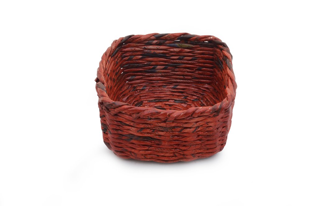 Handmade Square Basket - Medium (Red)