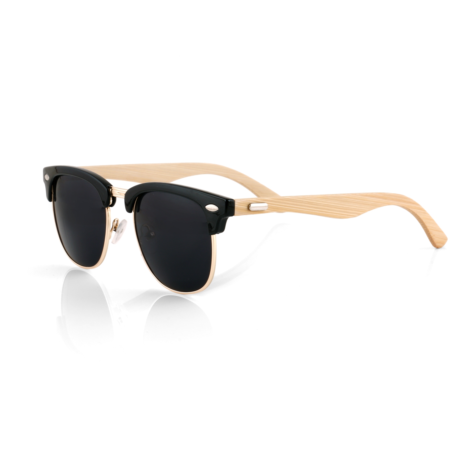 Monk Shades Browline Black Bamboo Sunglasses