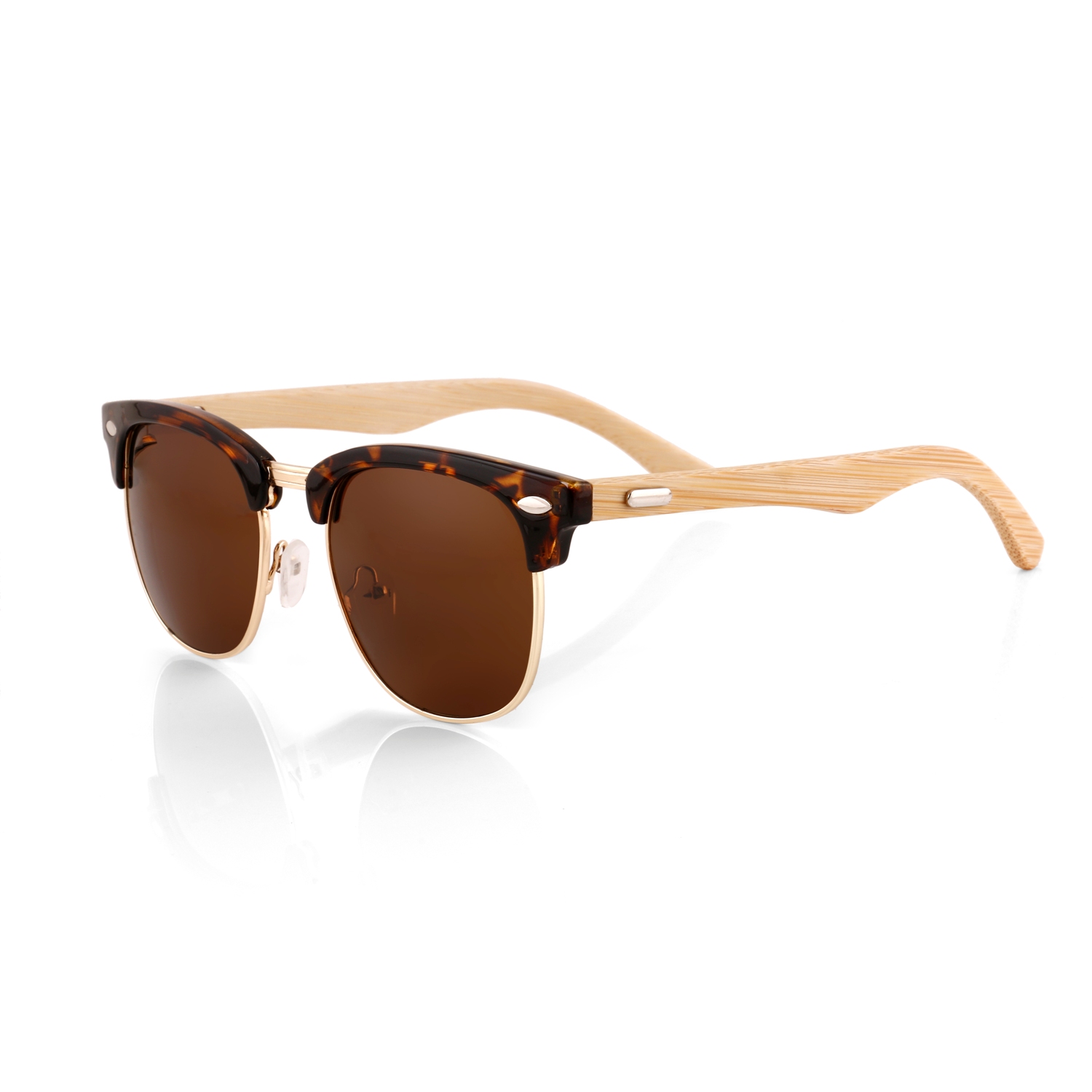 Monk Shades Browline Brown Bamboo Sunglasses