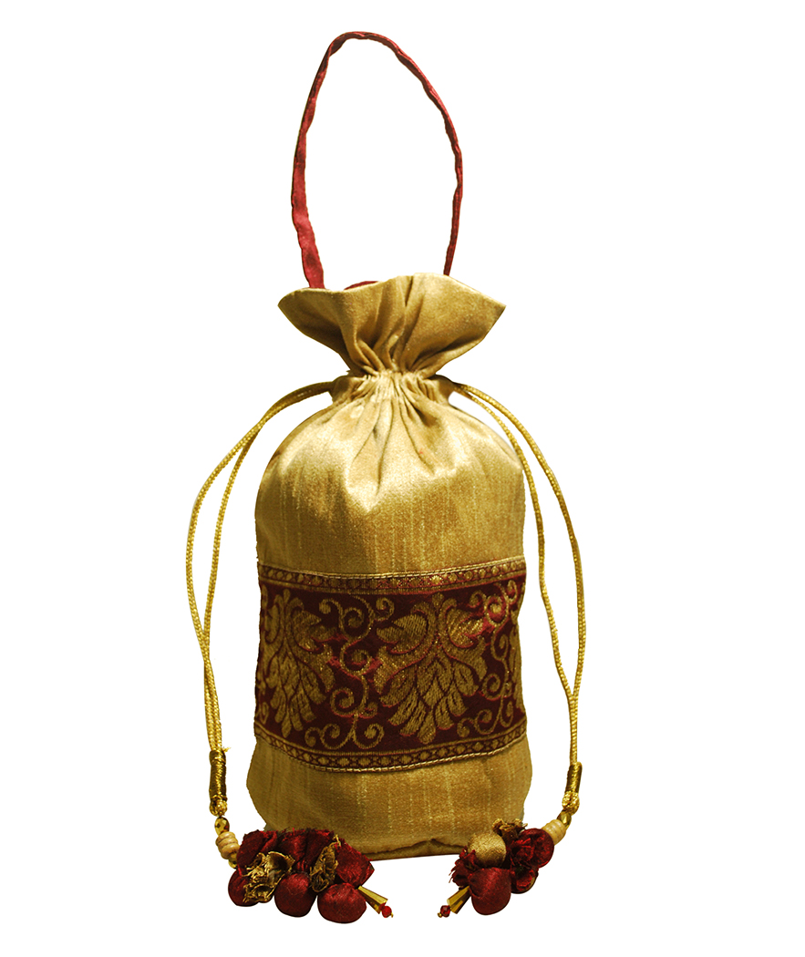 Traditional Potli (Maroon & Gold)