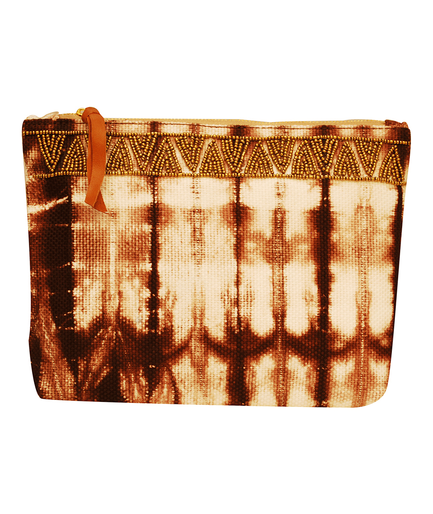 Handcrafted Shibori Clutch (Earthy Brown)