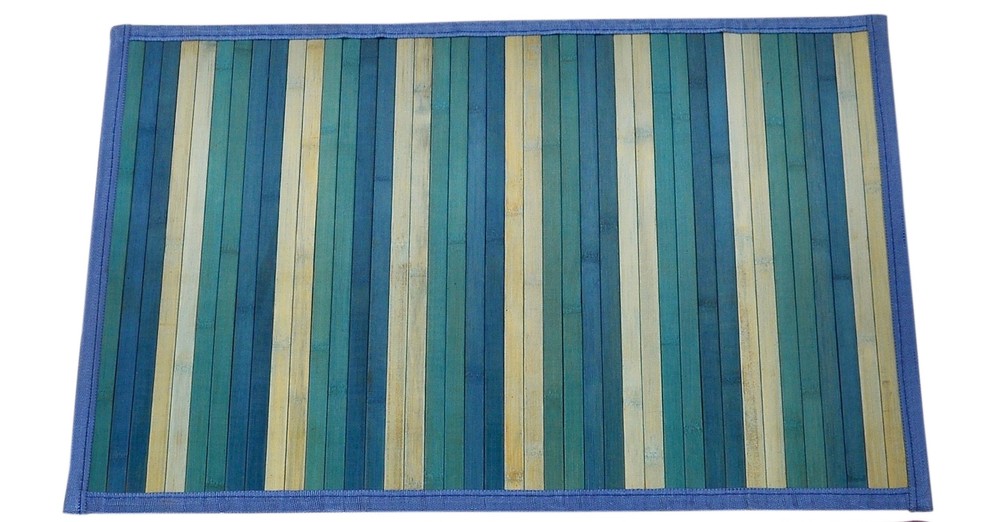 Bamboo Asan/Prayer Mat - Blue Stripes (1.6 x 2.2 ft)