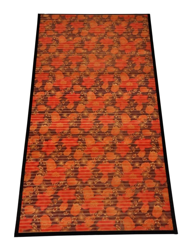 Bamboo Carpet Red Floral Digital print floor mat ( 2 x 3 ft)