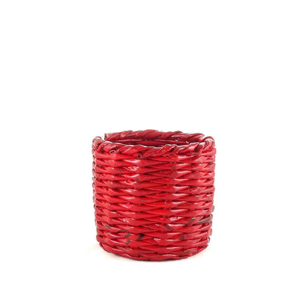 Handmade Square Basket - Small (Red)