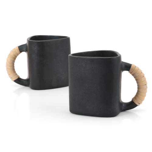 Hazed Monk Black Stone Cup/Mug - Triangle - Large - Set of 2 (240 ml)