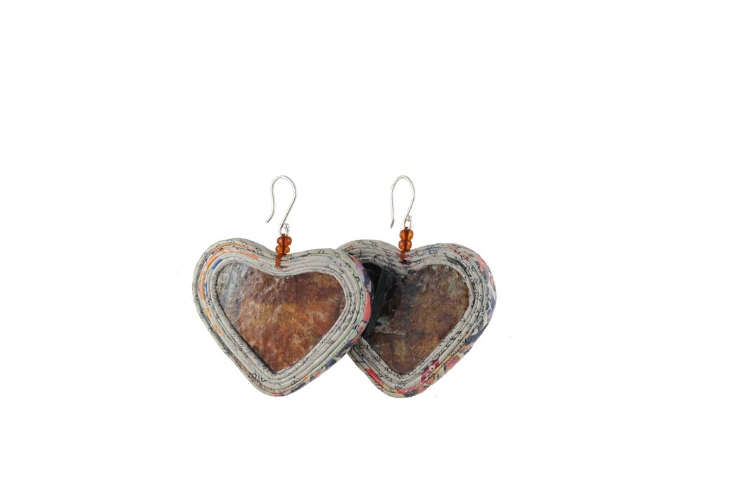 Earrings Heart B55 (Maroon)