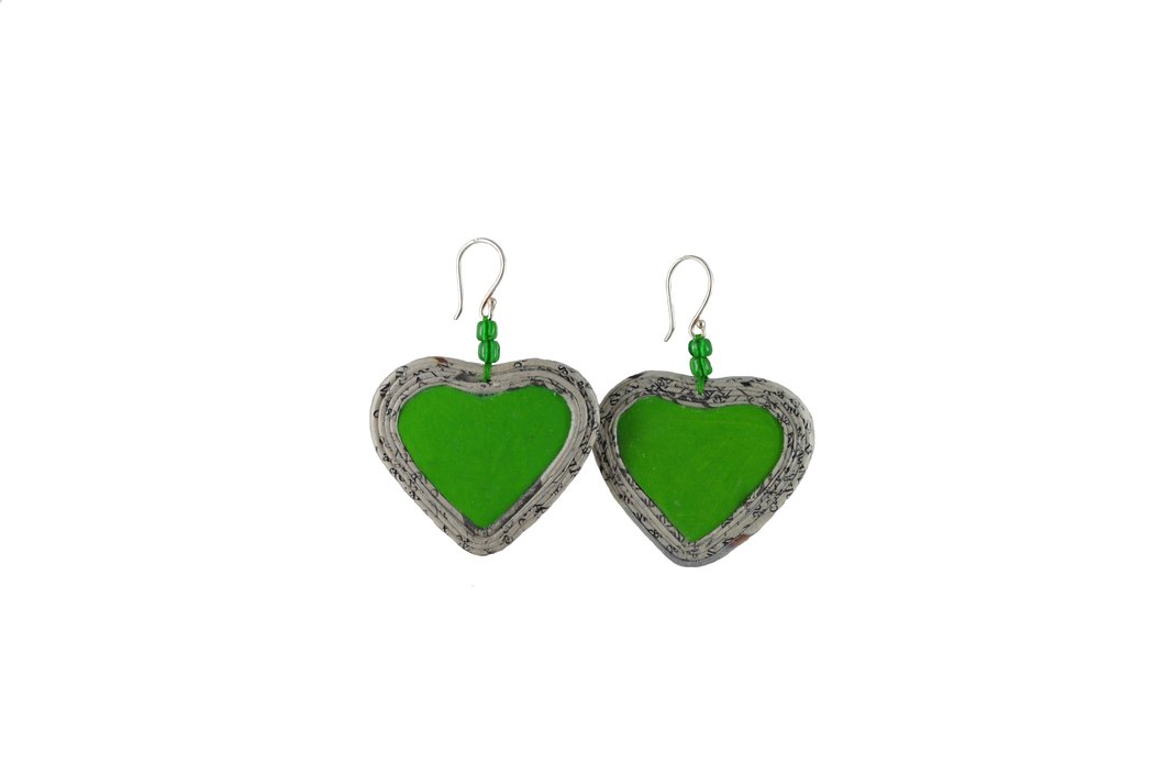 Sustainable Earrings HeartB40 (Green)