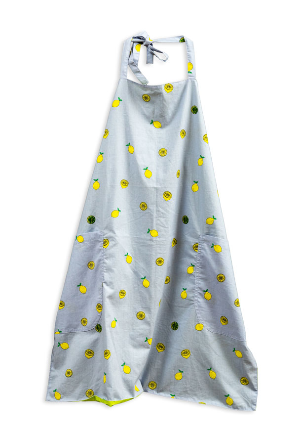 Kids Apron - Grey with lemon prints