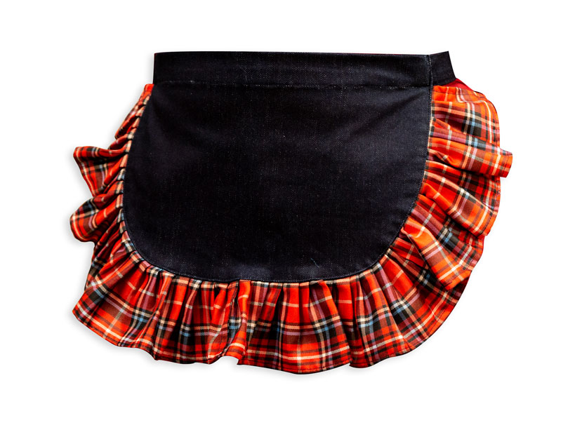 Kids Apron - Waist apron - black with red frill