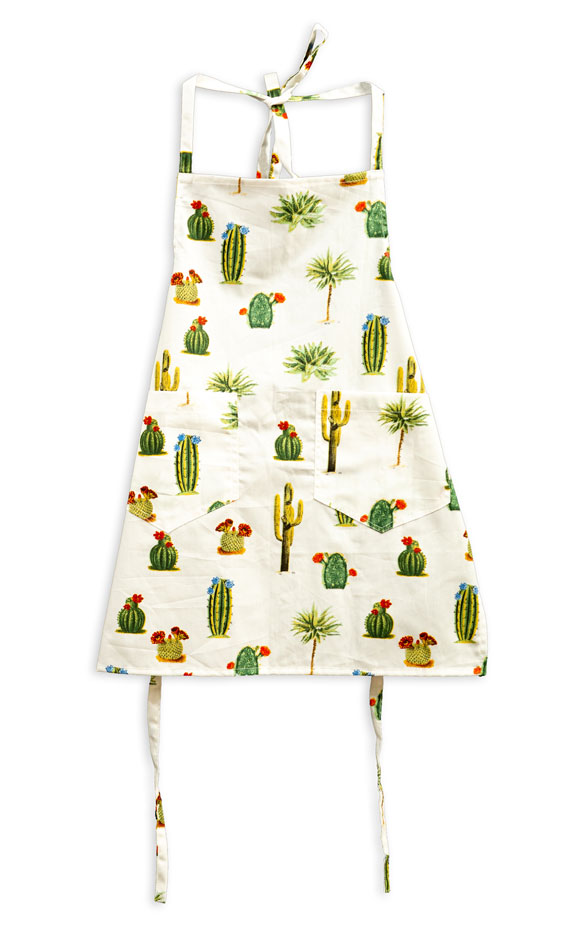 Kids Apron - White with cactus print all over