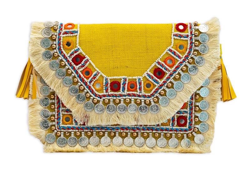 Upcycled Premium Clutch-Yellow