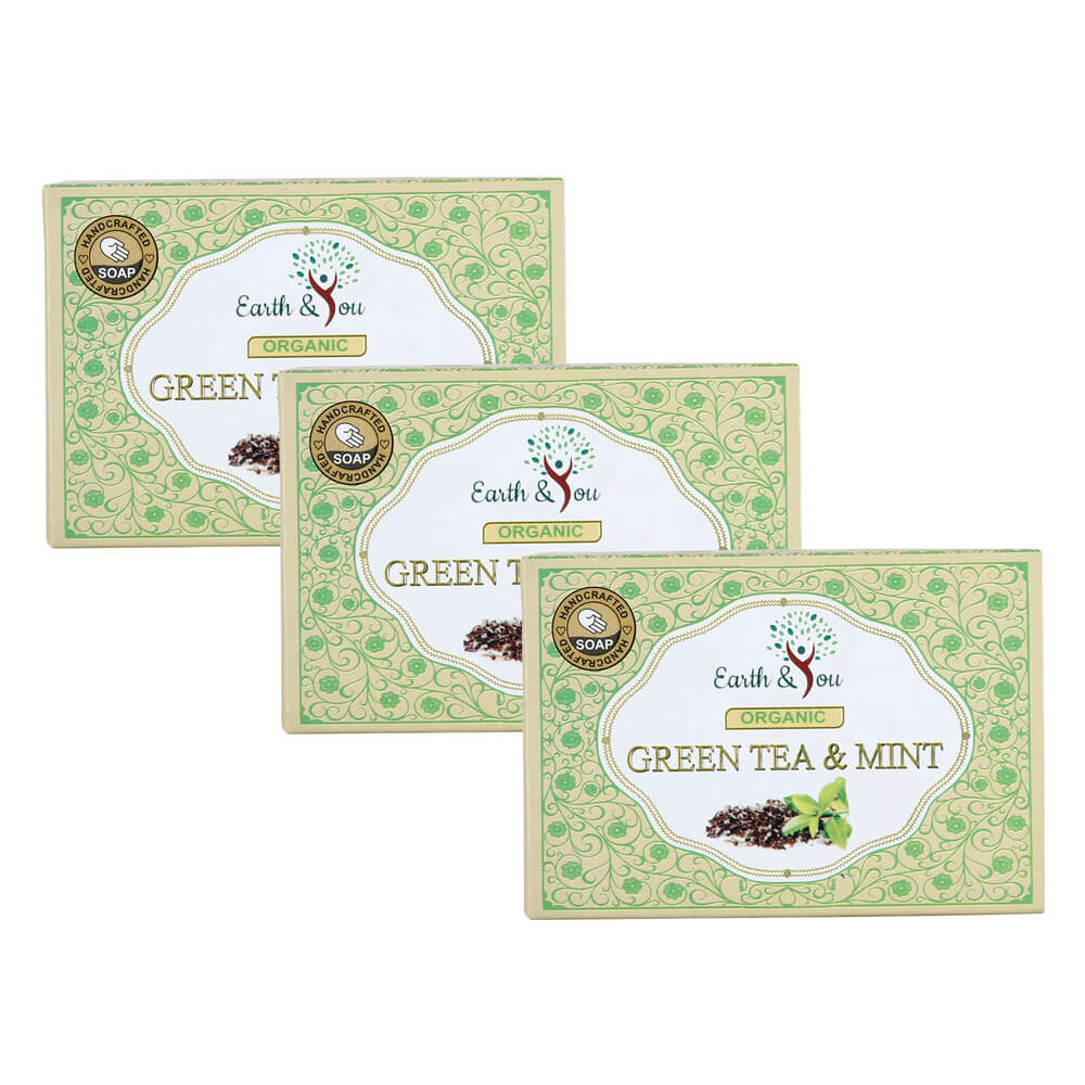 Organic Green tea & Mint Soaps - (set of 3)