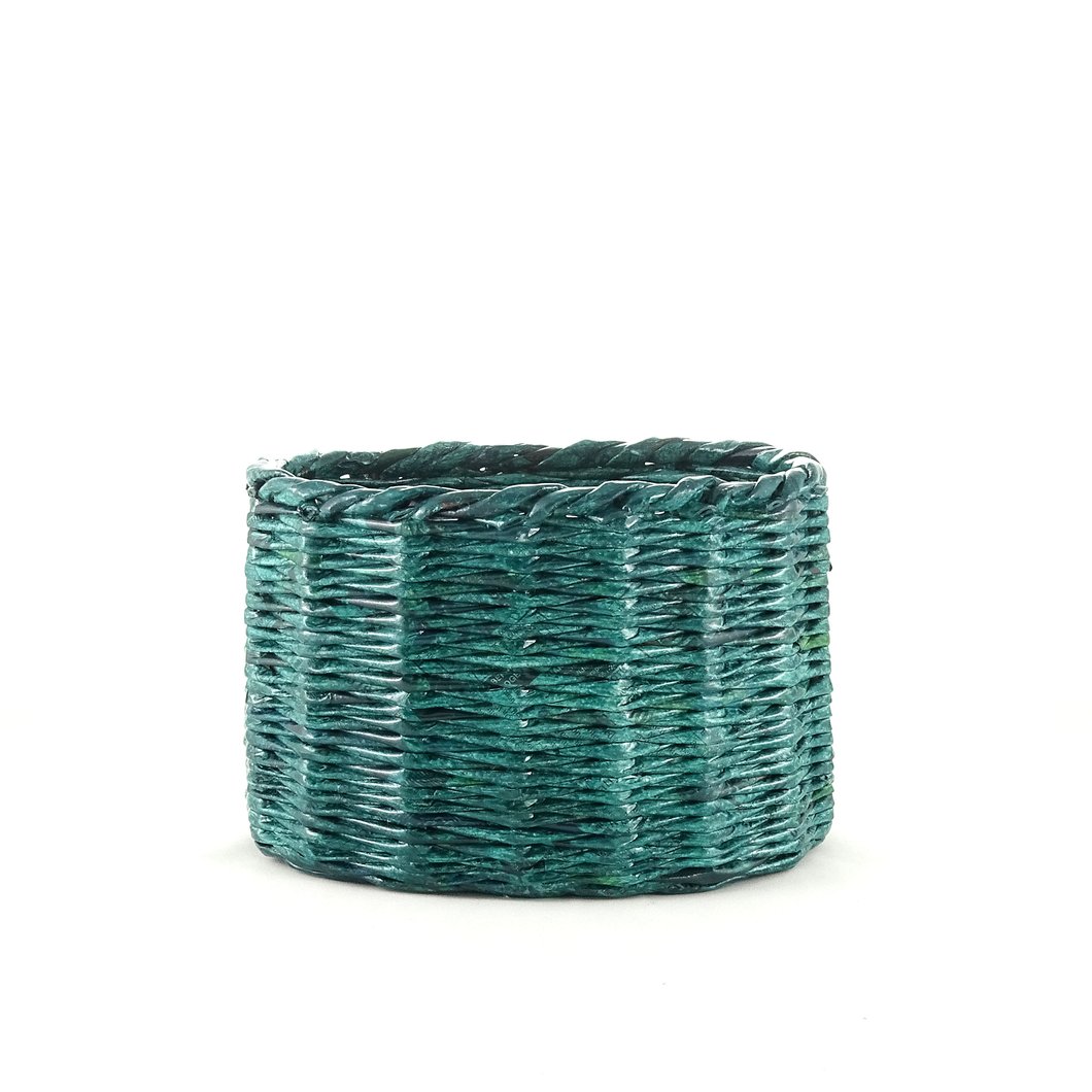 Recycled Oval Basket Bag - Medium (Turquoise Blue)