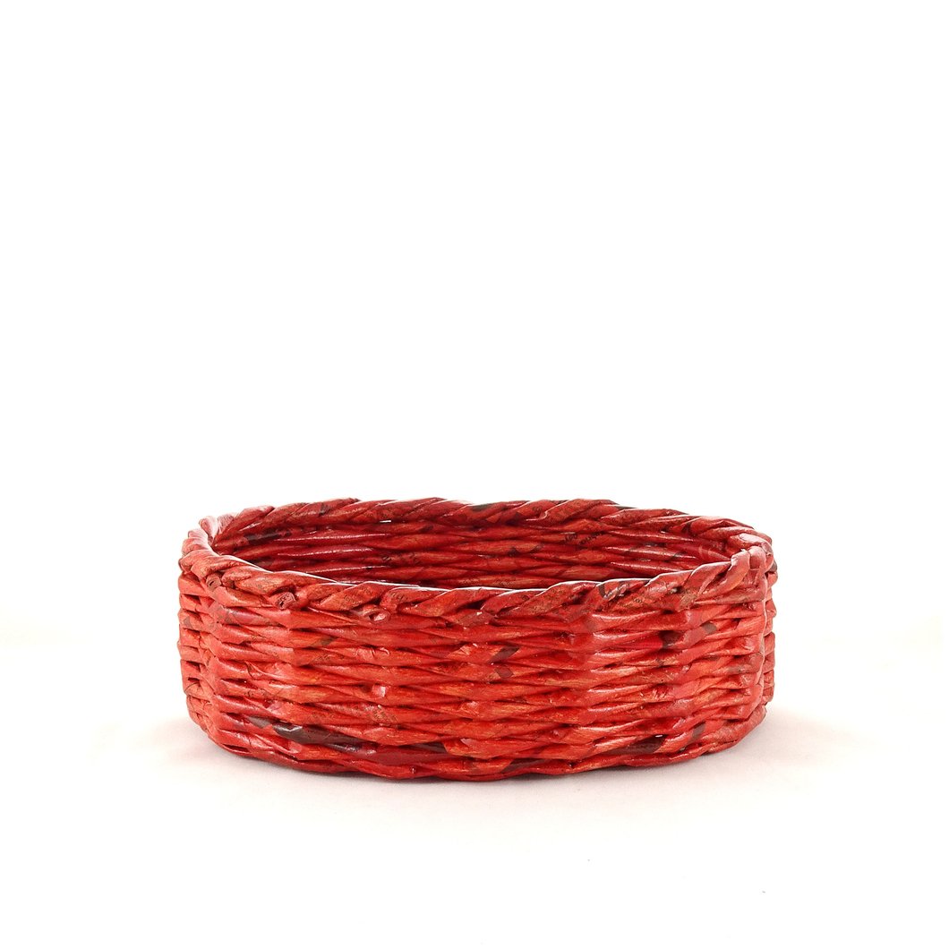 Handmade Oval Basket - Medium (Red Orange)