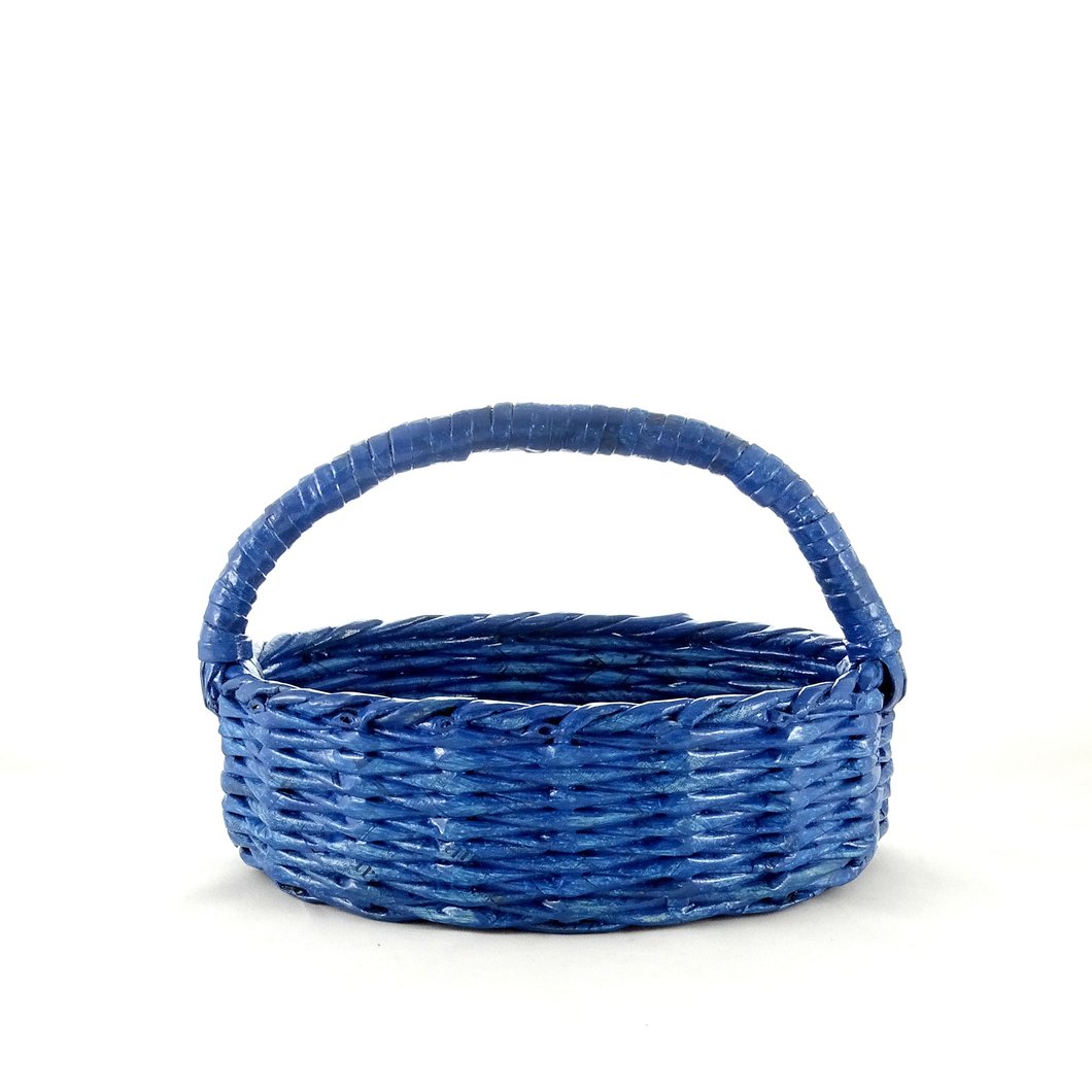 Biodegradable Oval Handle Basket - Medium (Dark Blue)