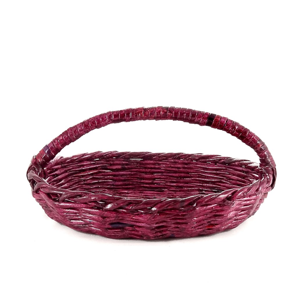 Oval Vidya Handle Basket (Maroon)