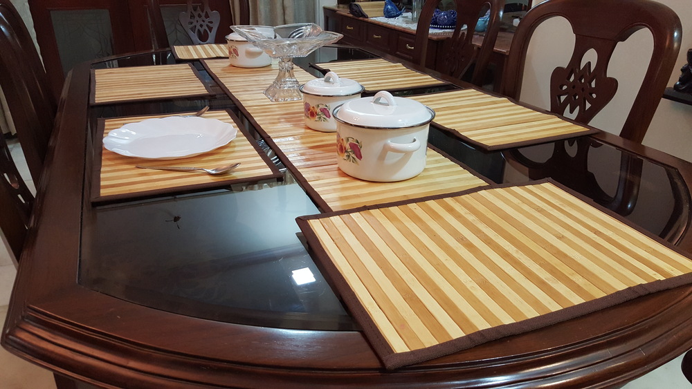 Bamboo Placemat - Cream  &  Light Brown (30 X 45 cms)