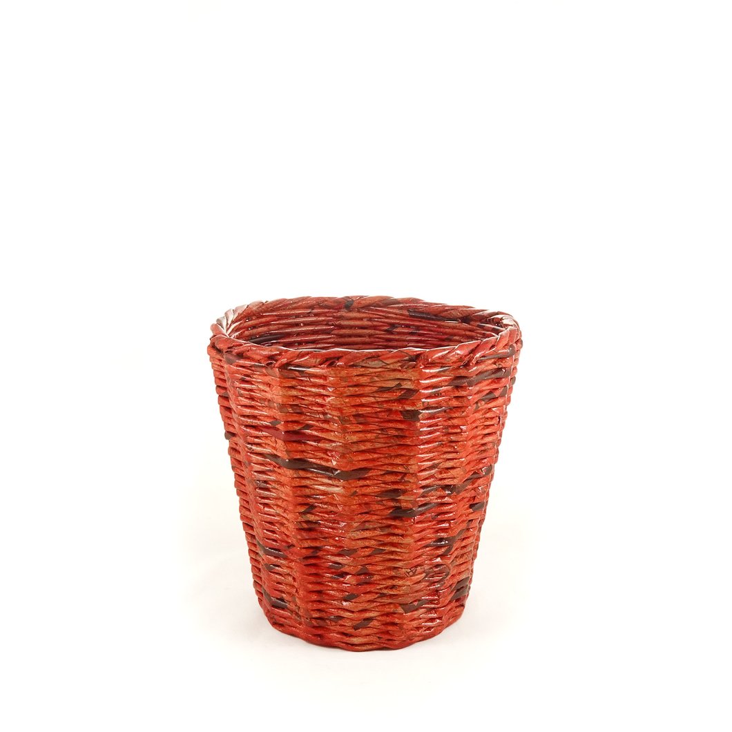 Handmade Paper Dustbin (Red Orange)