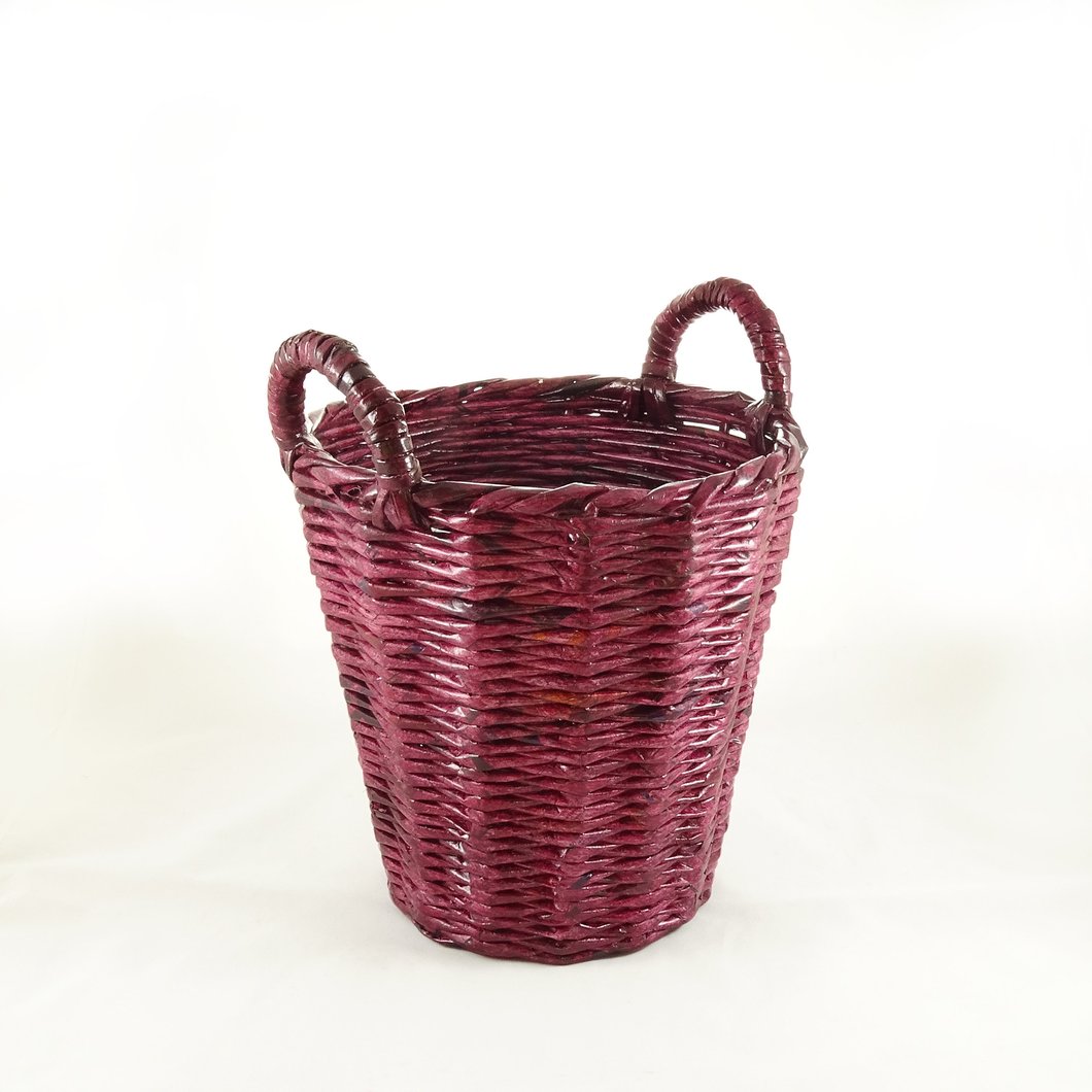 Recycle Paper Bin with Handle (Maroon)