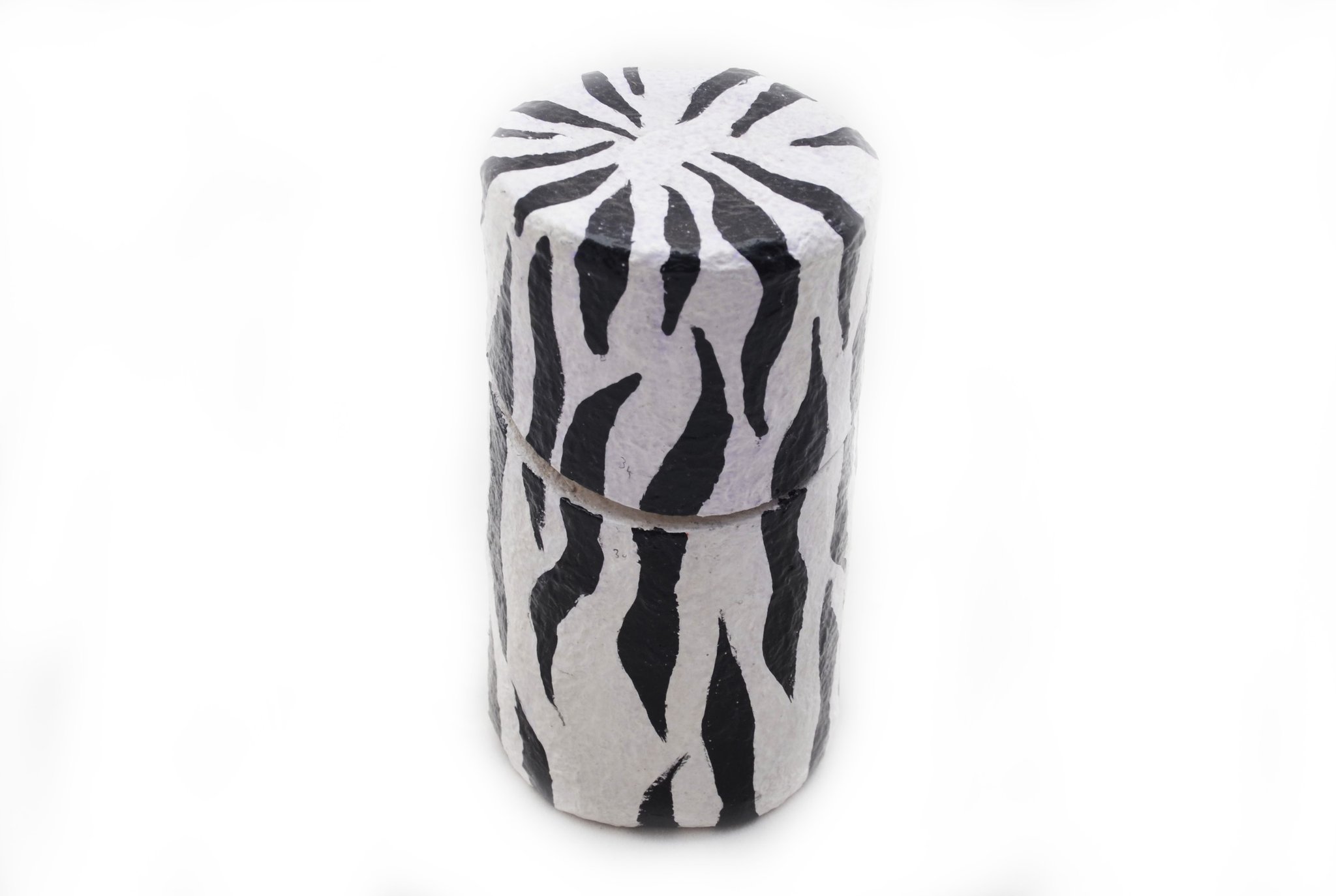 Papier Mache Cylinder Box - Zebra (Large)