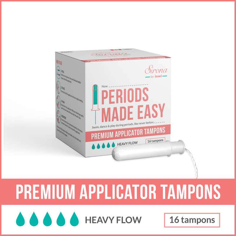 Premium Applicator Tampons by SironaSuper Plus Heavy Flow (16 Pcs) 