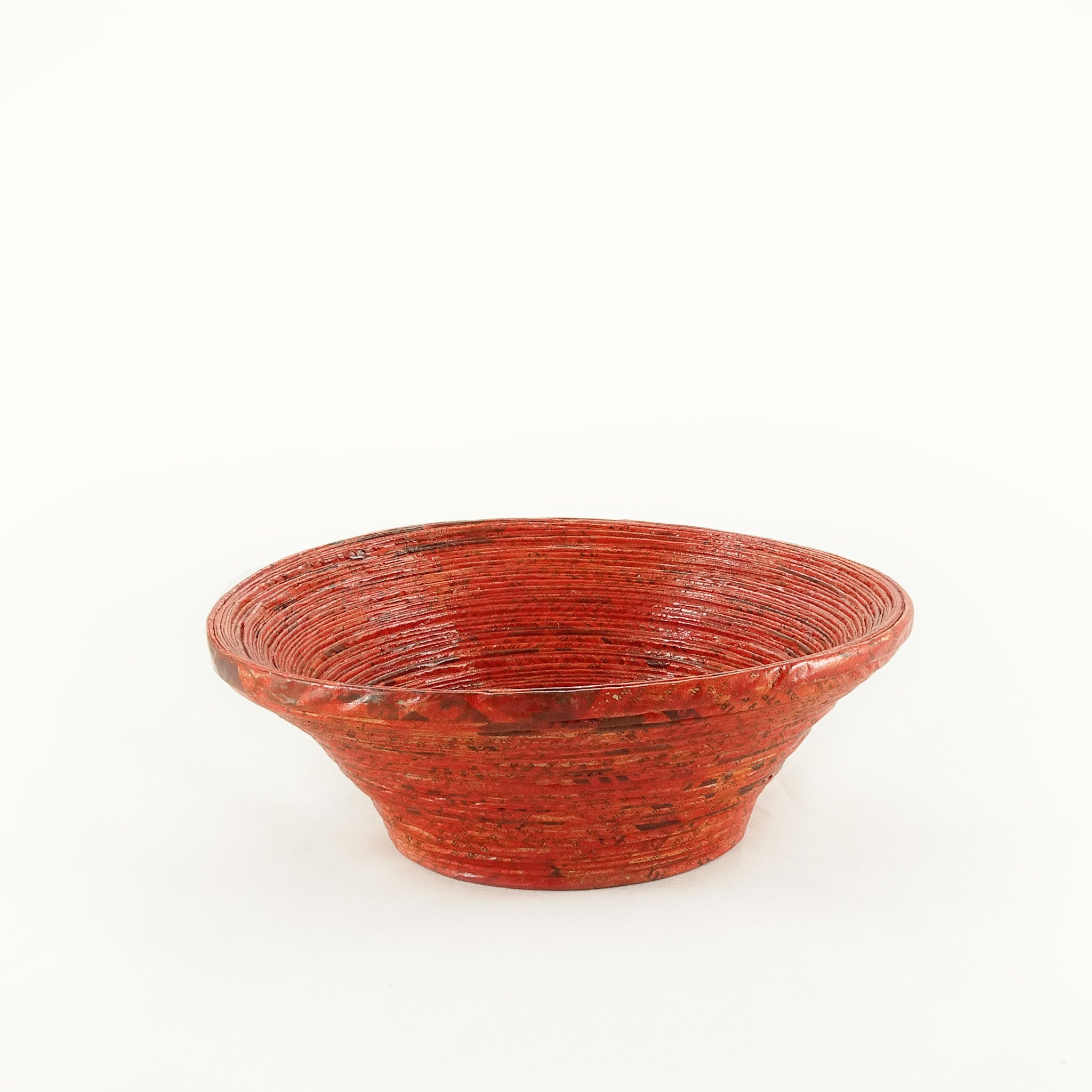 Rolled Round Bowl - Medium (Red Orange)