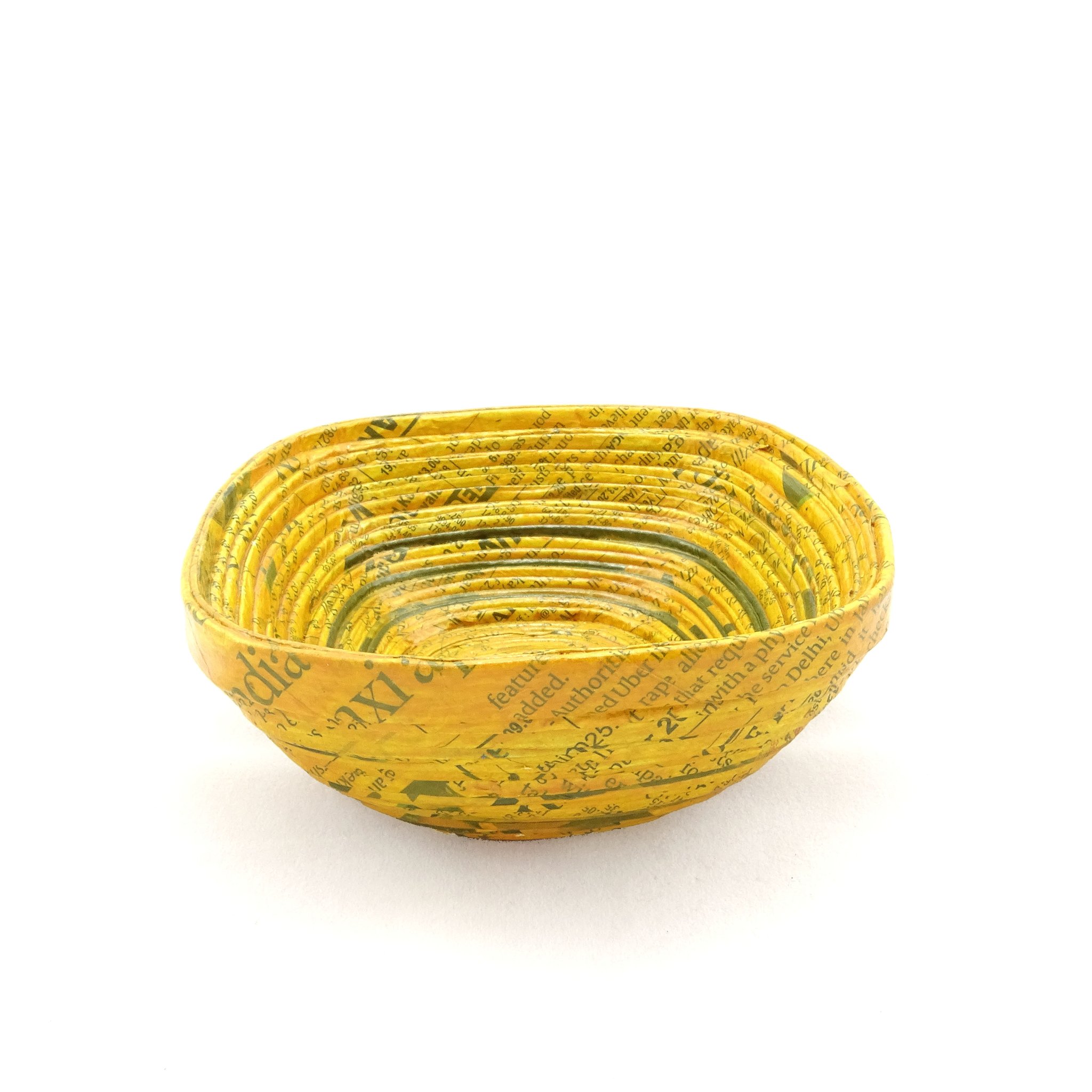 Biodegradable Rolled Square Bowl 10 (Yellow)