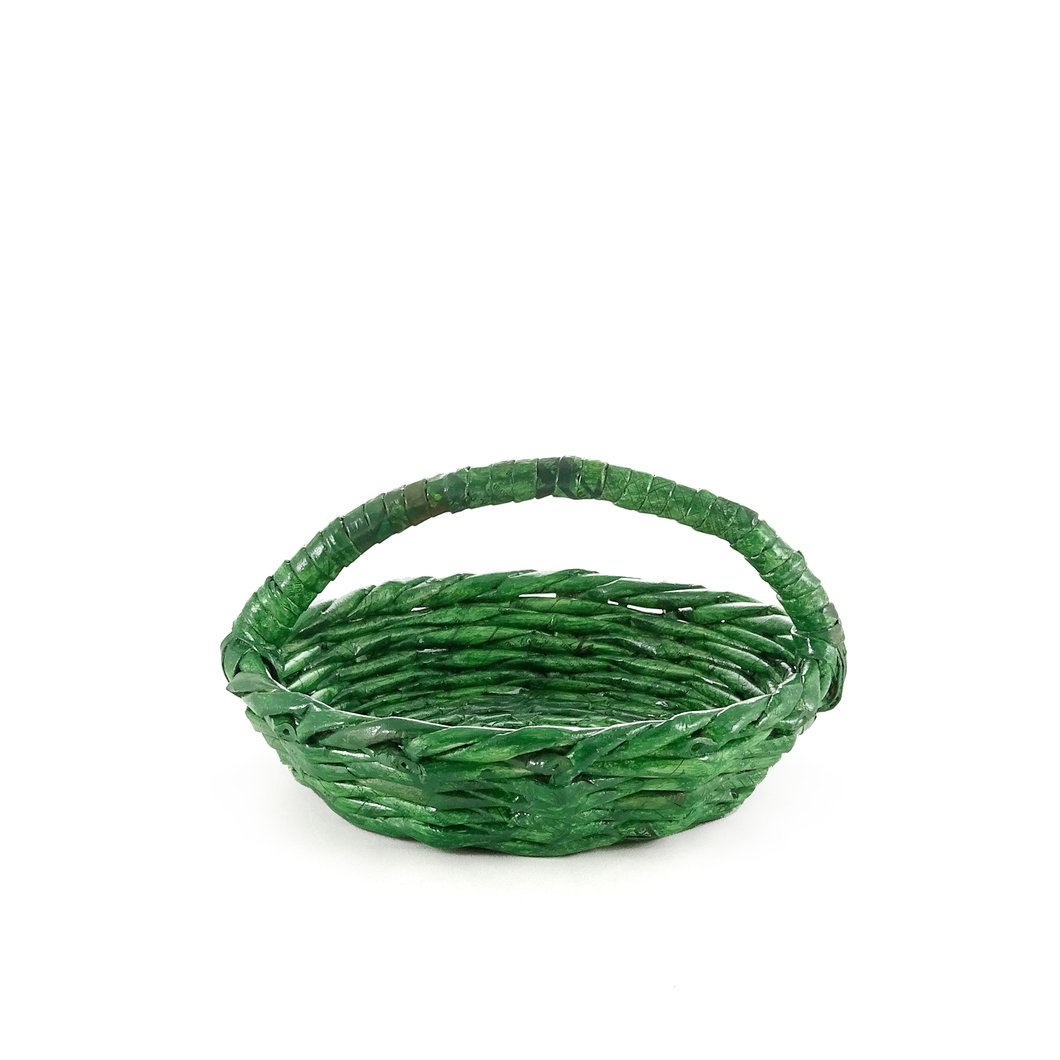 Round Vidya Basket with Handle - Medium (Green)