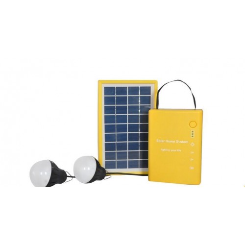 Solar Home Lighting System with 2 x 3W LED bulbs - Plastic Based