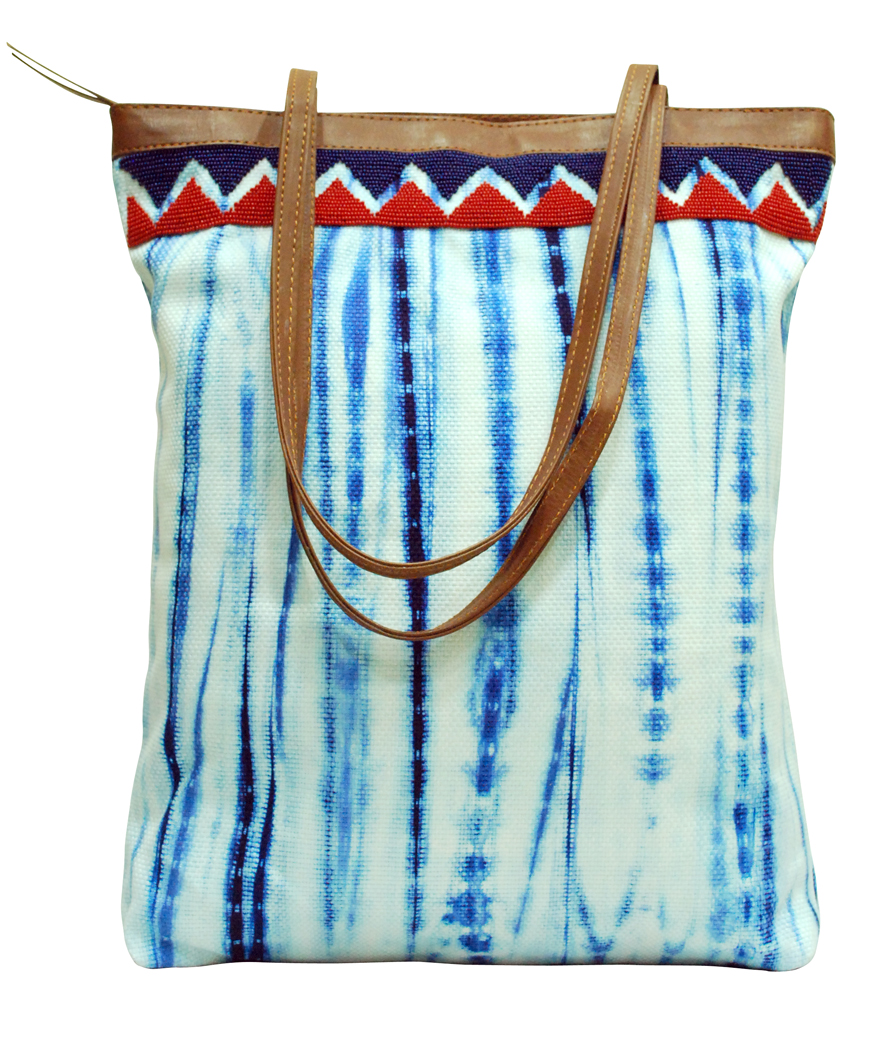 Shibori Tote with Embroidery