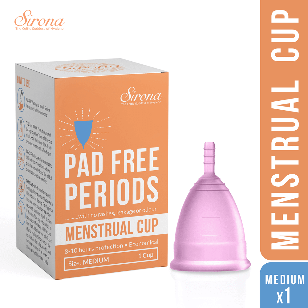 Sirona Reusable Menstrual Cup with FDA Compliant Medical Grade Silicone - Medium