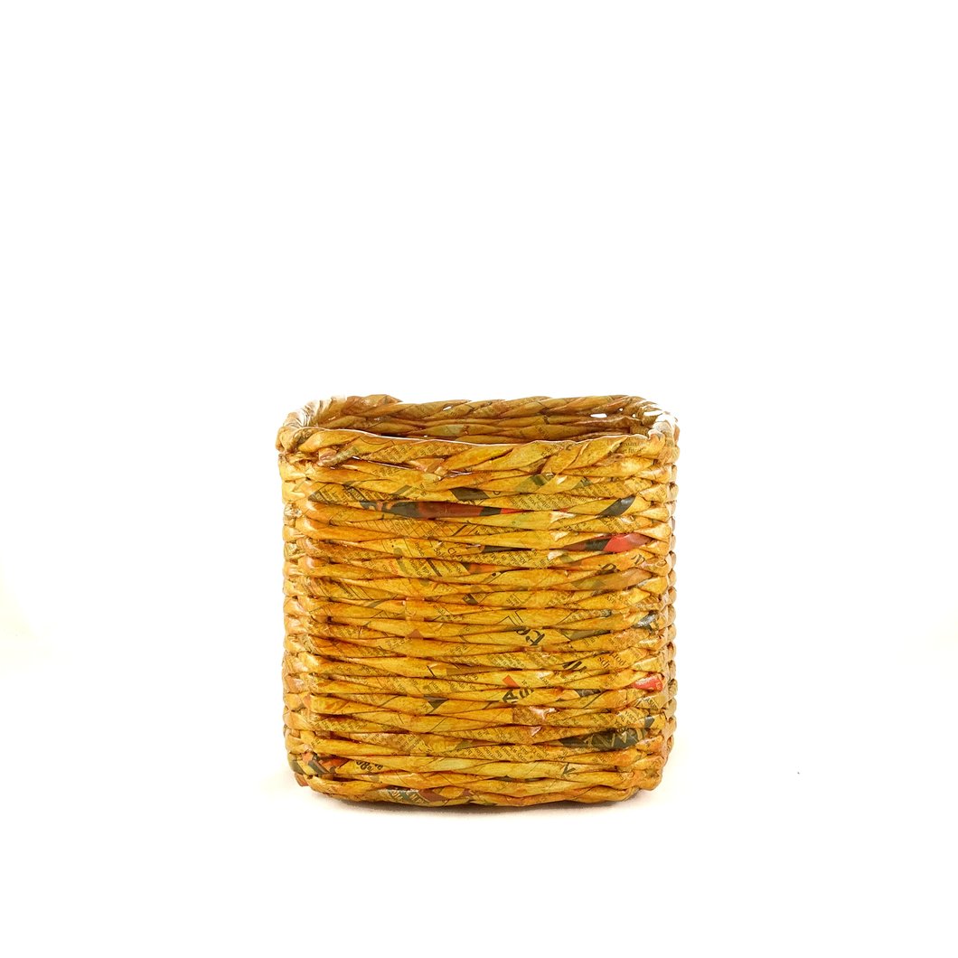 Handmade Square Basket - Medium (Yellow)