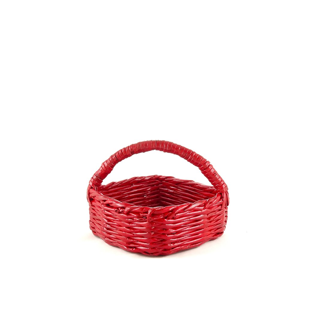 Square Basket with Handle - Medium (Red)