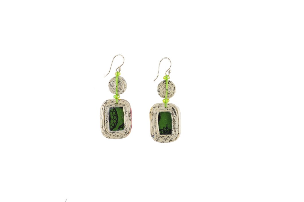 Sustainable Square Earrings (Green)