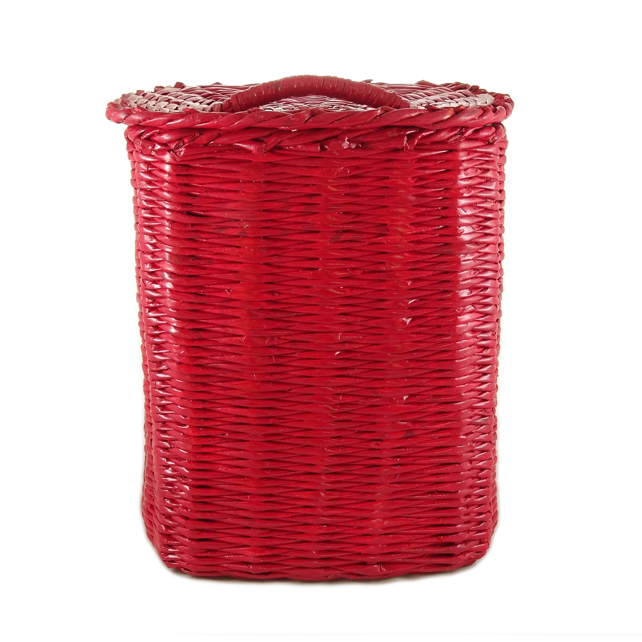 Square Laundry Basket with Lid - Large (Red)