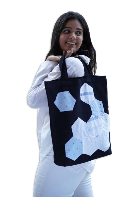 Denim Tote bag - fabric patchwork