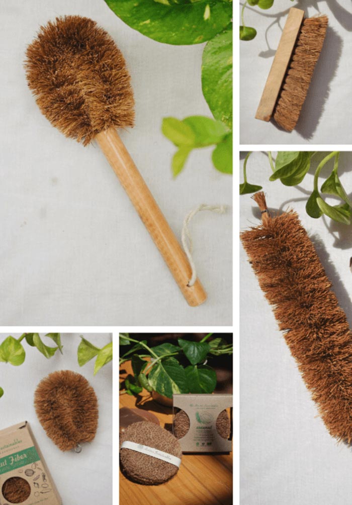 Coconut Fiber – Plastic-free Cleaning Kit (Pack of 5 Coir Brushes)