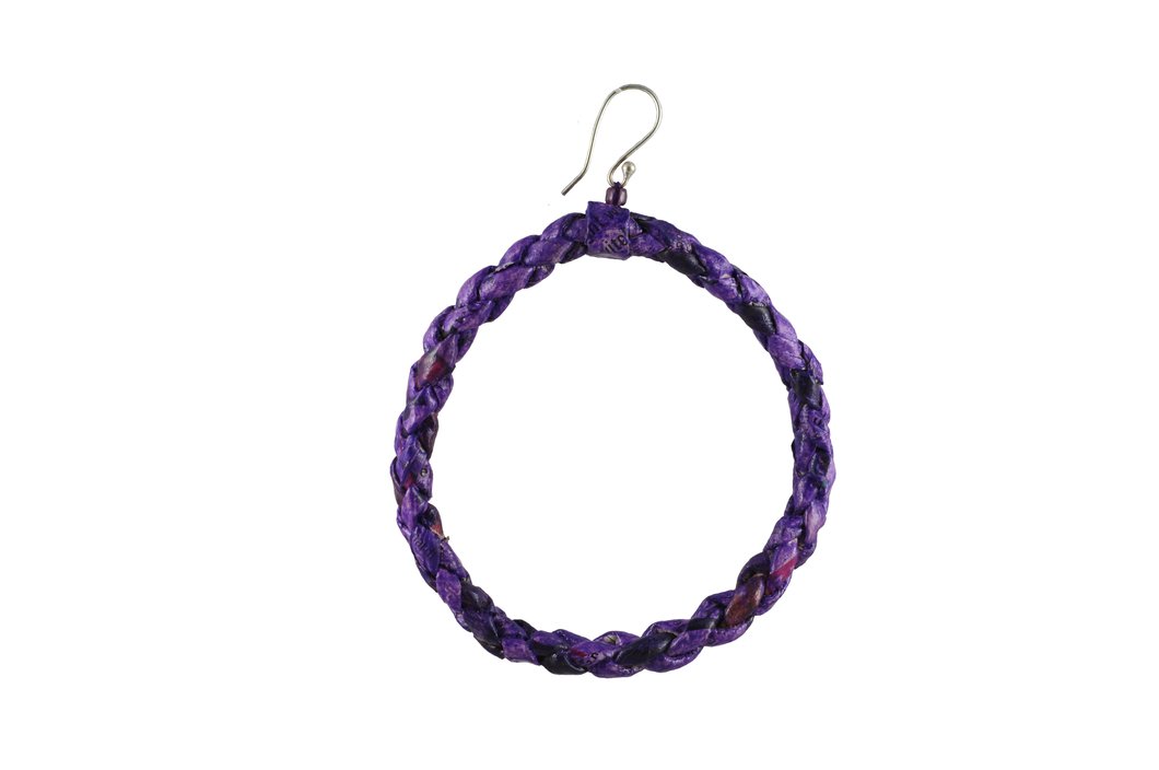 Handmade Weaved Earrings - Large (Purple)