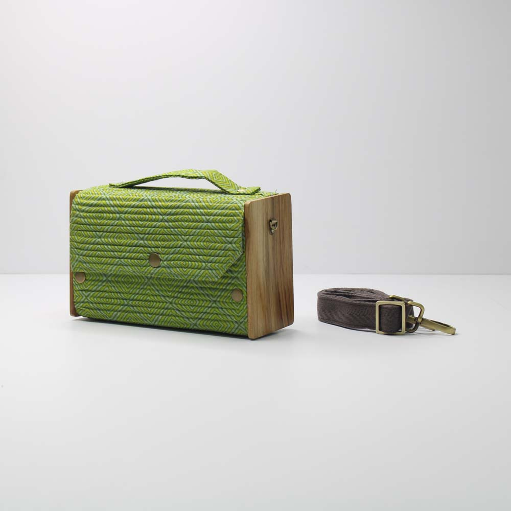 Box Sling Bag/Clutch Single Sleeve (Geometric Green)