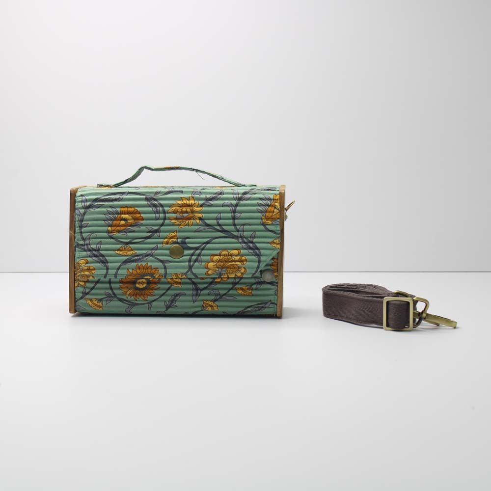 Box Sling Bag/Clutch Single Sleeve (Floral Creeper Green)