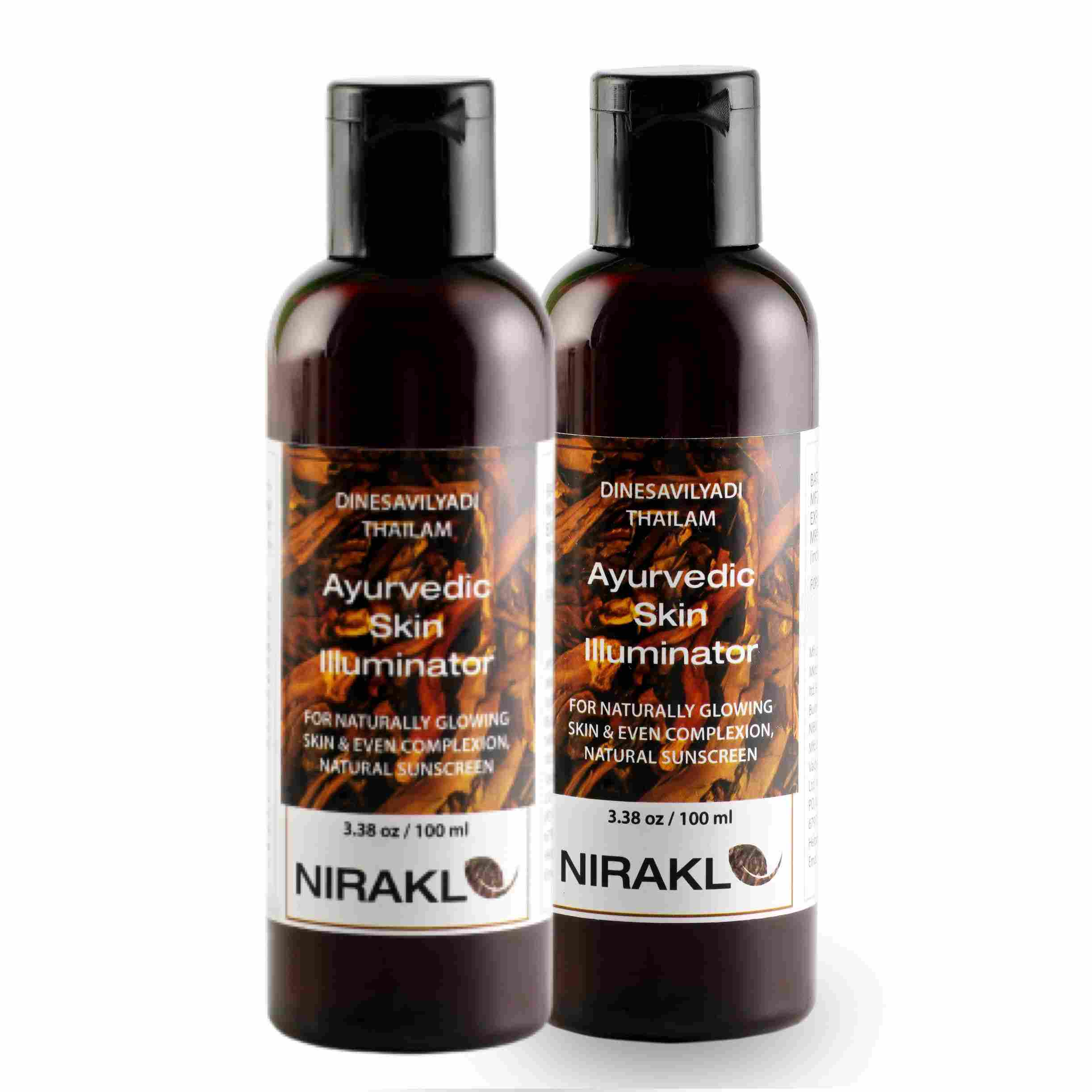 Ayurvedic Skin Illuminator Value Pack | Nirakle DinesaVilyadi Tailam | For Naturally Glowing Skin & Even Complexion (Pack of 2) (100 ml x 2)